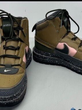 Nike Olive and Pink High-Top Sneakers with Black Accents